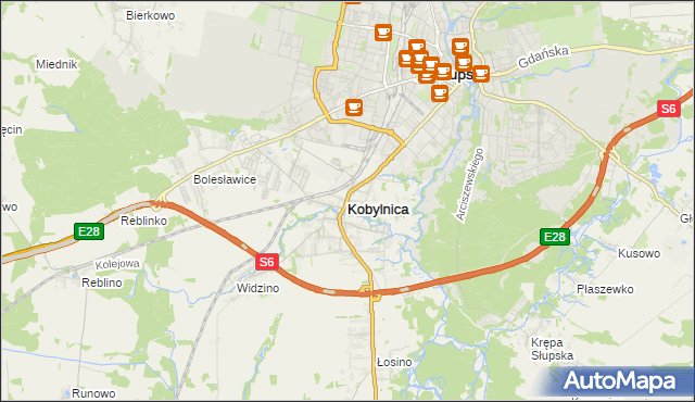 mapa Kobylnica powiat słupski, Kobylnica powiat słupski na mapie Targeo