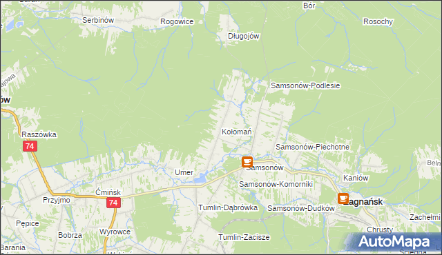 mapa Kołomań, Kołomań na mapie Targeo