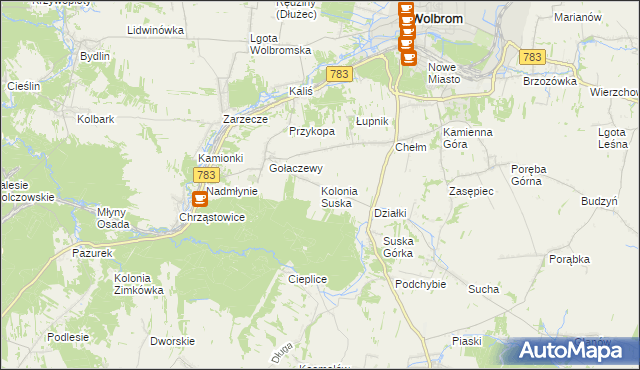 mapa Kolonia Suska, Kolonia Suska na mapie Targeo