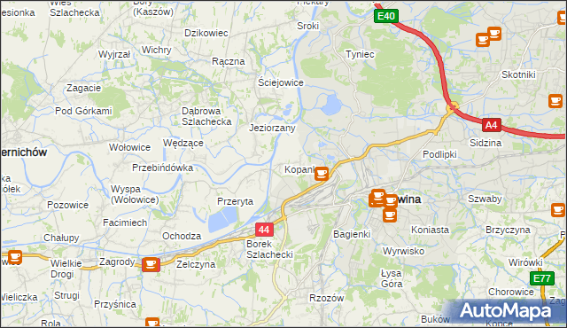 mapa Kopanka gmina Skawina, Kopanka gmina Skawina na mapie Targeo