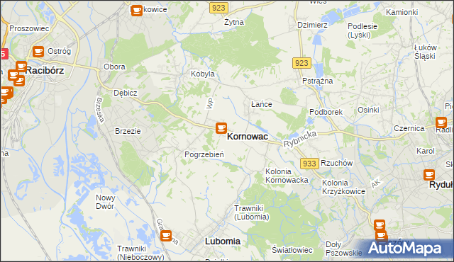 mapa Kornowac, Kornowac na mapie Targeo