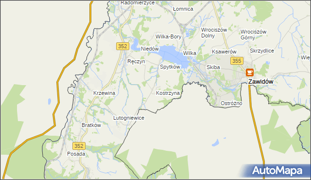 mapa Kostrzyna gmina Zgorzelec, Kostrzyna gmina Zgorzelec na mapie Targeo