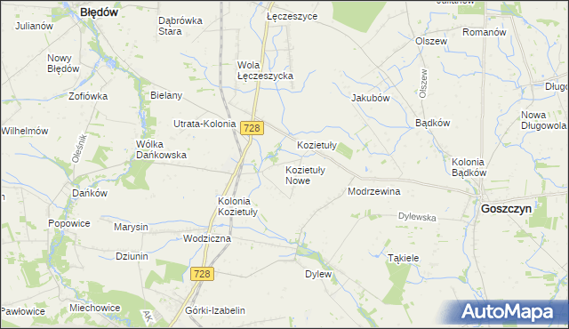 mapa Kozietuły Nowe, Kozietuły Nowe na mapie Targeo