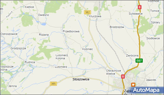 mapa Koziniec gmina Ząbkowice Śląskie, Koziniec gmina Ząbkowice Śląskie na mapie Targeo