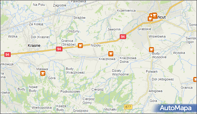 mapa Kraczkowa, Kraczkowa na mapie Targeo