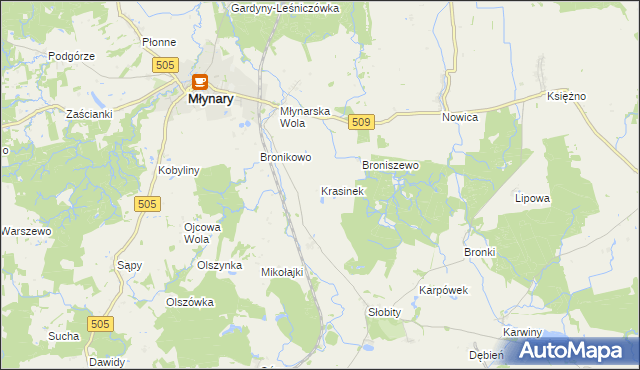 mapa Krasinek, Krasinek na mapie Targeo
