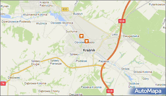 mapa Kraśnik, Kraśnik na mapie Targeo