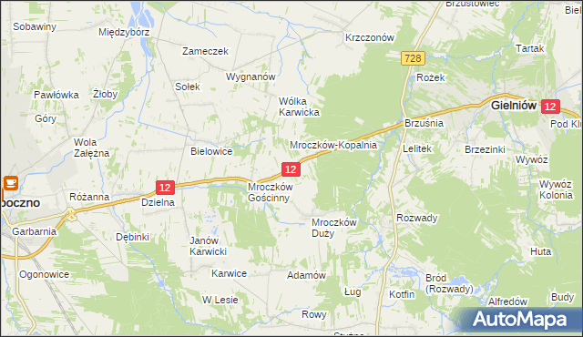 mapa Kraszków gmina Opoczno, Kraszków gmina Opoczno na mapie Targeo