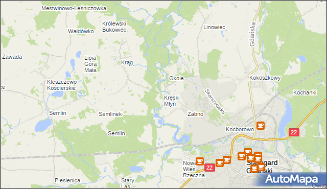 mapa Kręski Młyn, Kręski Młyn na mapie Targeo