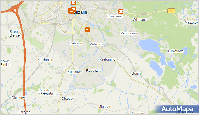 mapa Kretomino, Kretomino na mapie Targeo