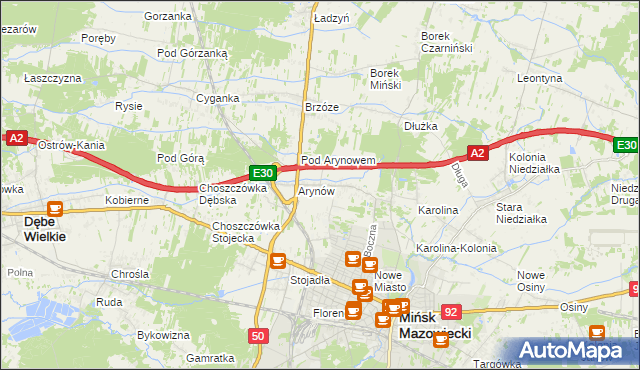 mapa Królewiec gmina Mińsk Mazowiecki, Królewiec gmina Mińsk Mazowiecki na mapie Targeo