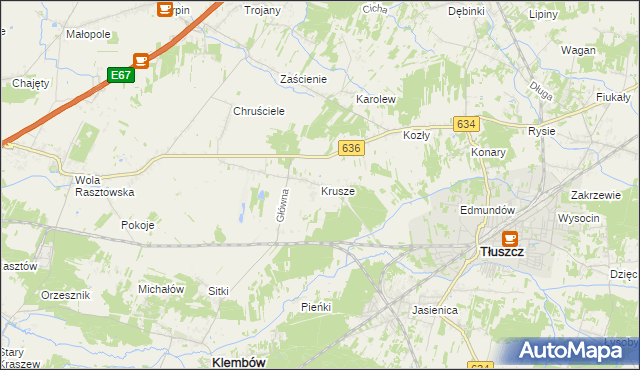 mapa Krusze gmina Klembów, Krusze gmina Klembów na mapie Targeo