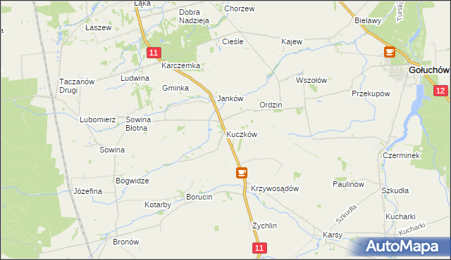 mapa Kuczków gmina Pleszew, Kuczków gmina Pleszew na mapie Targeo