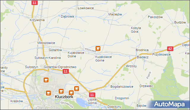 mapa Kujakowice Górne, Kujakowice Górne na mapie Targeo