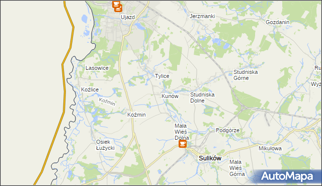 mapa Kunów gmina Zgorzelec, Kunów gmina Zgorzelec na mapie Targeo