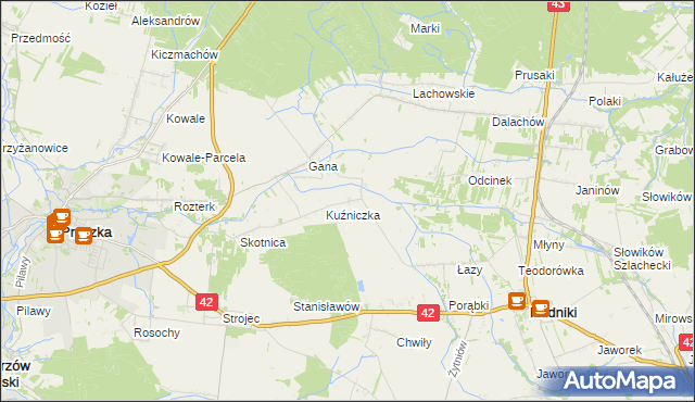 mapa Kuźnica gmina Rudniki, Kuźnica gmina Rudniki na mapie Targeo