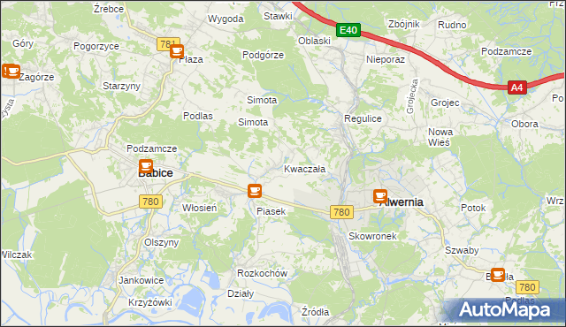 mapa Kwaczała, Kwaczała na mapie Targeo