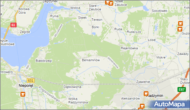 mapa Łąki gmina Radzymin, Łąki gmina Radzymin na mapie Targeo