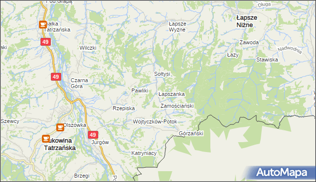 mapa Łapszanka, Łapszanka na mapie Targeo