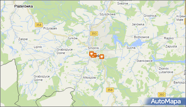 mapa Leśna powiat lubański, Leśna powiat lubański na mapie Targeo