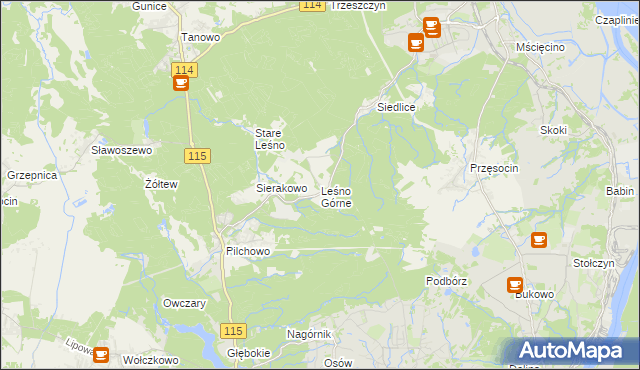 mapa Leśno Górne, Leśno Górne na mapie Targeo
