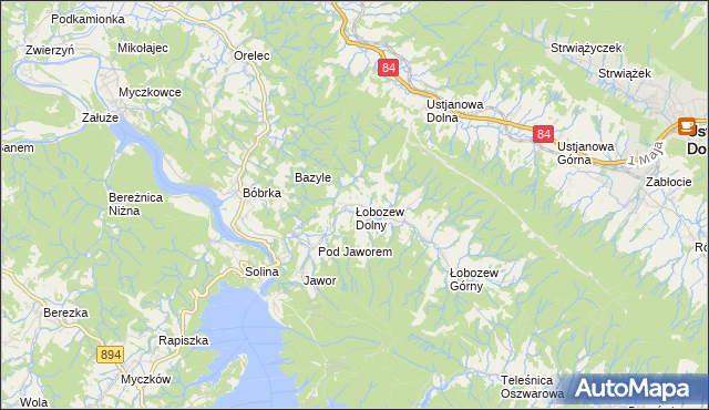 mapa Łobozew Dolny, Łobozew Dolny na mapie Targeo