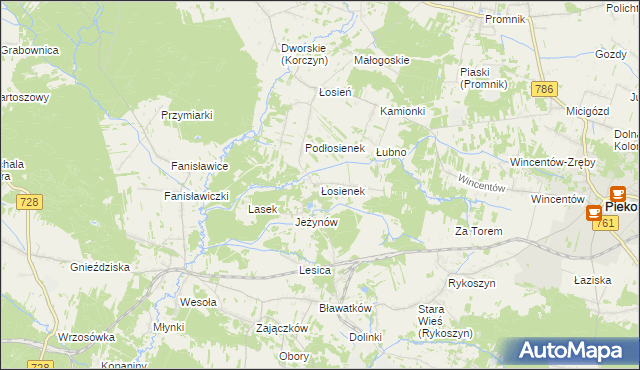 mapa Łosienek, Łosienek na mapie Targeo