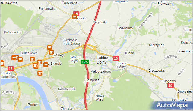 mapa Lubicz Dolny, Lubicz Dolny na mapie Targeo