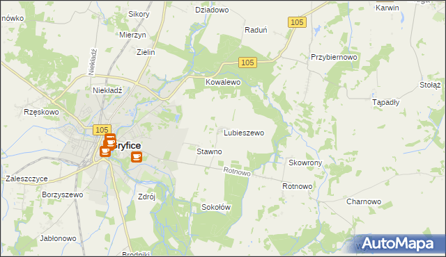 mapa Lubieszewo gmina Gryfice, Lubieszewo gmina Gryfice na mapie Targeo