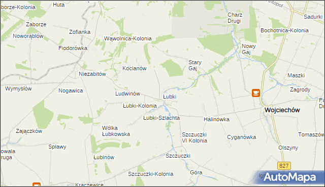 mapa Łubki gmina Wojciechów, Łubki gmina Wojciechów na mapie Targeo