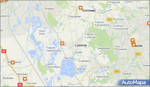 mapa Lubomia, Lubomia na mapie Targeo