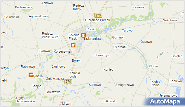 mapa Lubrańczyk, Lubrańczyk na mapie Targeo