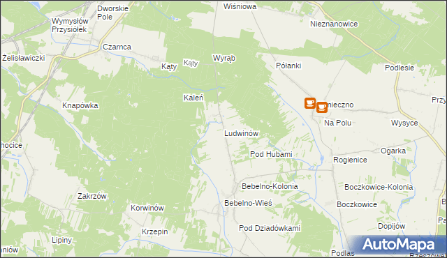 mapa Ludwinów gmina Włoszczowa, Ludwinów gmina Włoszczowa na mapie Targeo