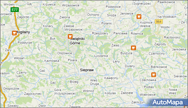 mapa Łyczanka gmina Siepraw, Łyczanka gmina Siepraw na mapie Targeo