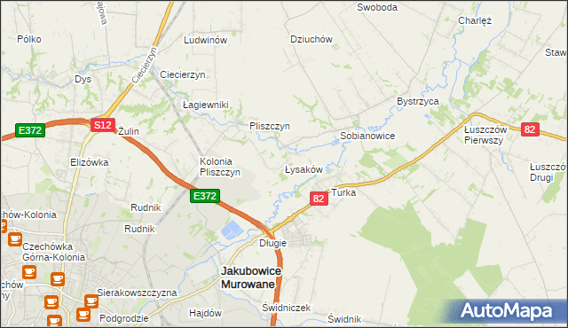mapa Łysaków gmina Wólka, Łysaków gmina Wólka na mapie Targeo