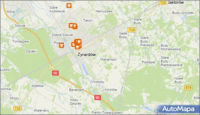 mapa Mariampol gmina Jaktorów, Mariampol gmina Jaktorów na mapie Targeo