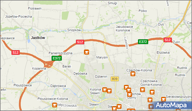 mapa Marysin gmina Jastków, Marysin gmina Jastków na mapie Targeo