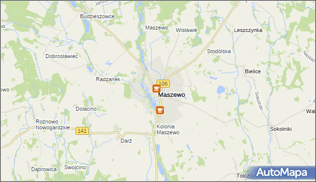 mapa Maszewo powiat goleniowski, Maszewo powiat goleniowski na mapie Targeo