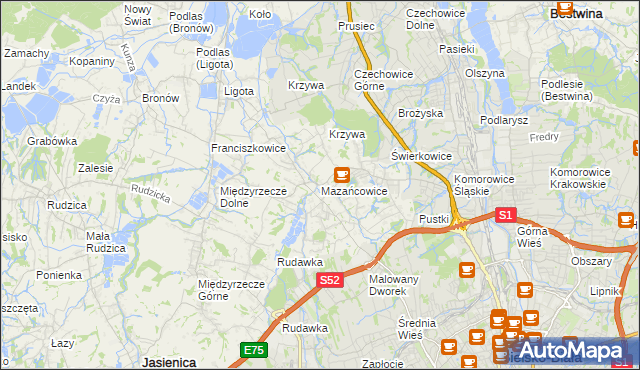 mapa Mazańcowice, Mazańcowice na mapie Targeo