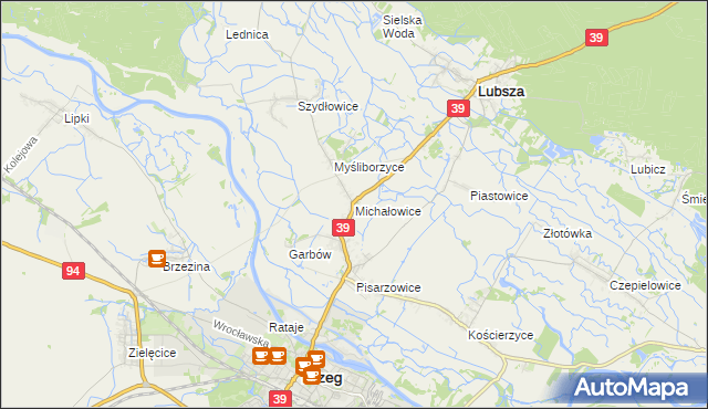 mapa Michałowice gmina Lubsza, Michałowice gmina Lubsza na mapie Targeo
