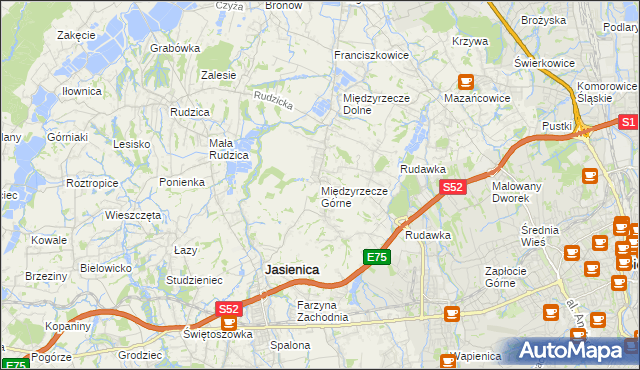 mapa Międzyrzecze Górne, Międzyrzecze Górne na mapie Targeo