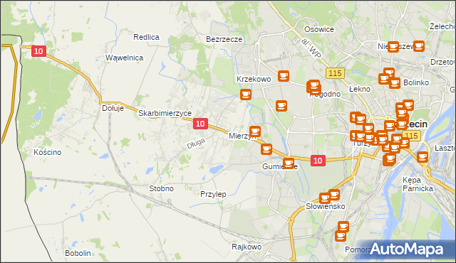 mapa Mierzyn gmina Dobra (Szczecińska), Mierzyn gmina Dobra (Szczecińska) na mapie Targeo