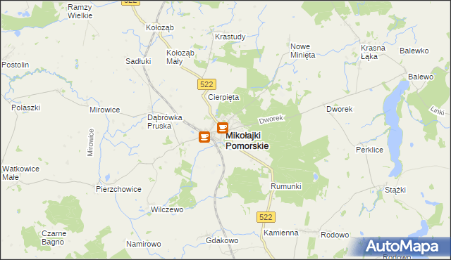 mapa Mikołajki Pomorskie, Mikołajki Pomorskie na mapie Targeo