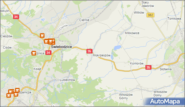mapa Mokrzeszów, Mokrzeszów na mapie Targeo