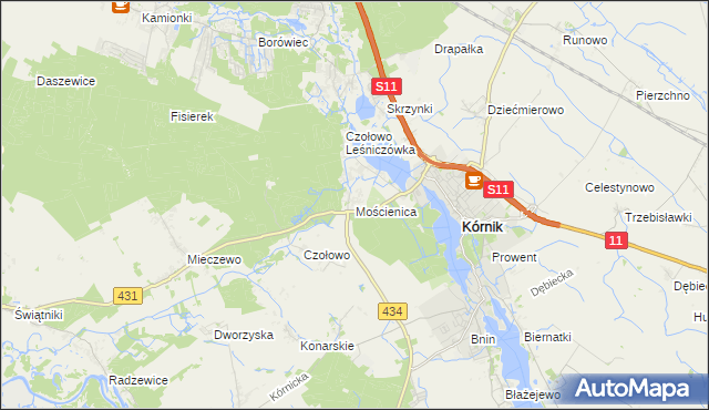 mapa Mościenica, Mościenica na mapie Targeo