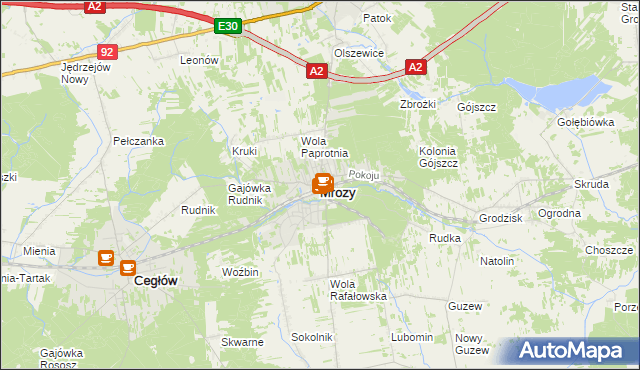 mapa Mrozy powiat miński, Mrozy powiat miński na mapie Targeo