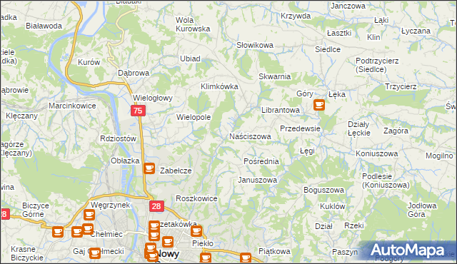 mapa Naściszowa, Naściszowa na mapie Targeo