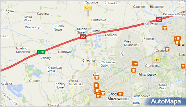 mapa Natolin gmina Grodzisk Mazowiecki, Natolin gmina Grodzisk Mazowiecki na mapie Targeo