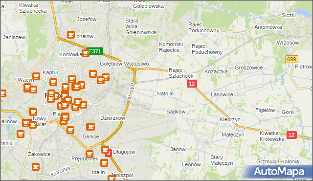 mapa Natolin gmina Jedlnia-Letnisko, Natolin gmina Jedlnia-Letnisko na mapie Targeo