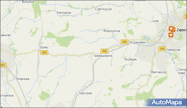 mapa Niedźwiednik gmina Ziębice, Niedźwiednik gmina Ziębice na mapie Targeo